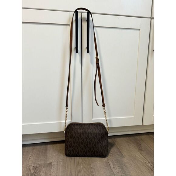 Michael Kors Brown Signature Canvas & Leather Crossbody Shoulder Bag - Picture 4 of 11